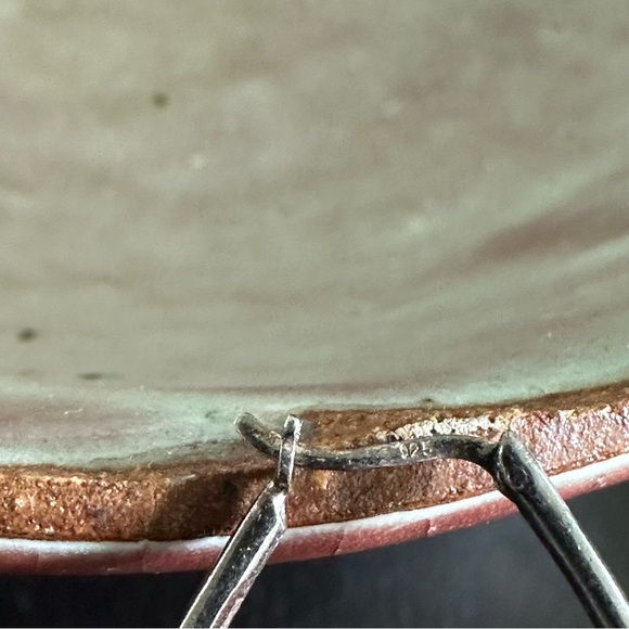 Vintage Oval 925 Silver Hoops Earrings - Picture 3 of 5